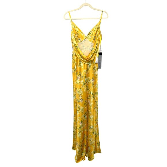 Mac Duggal Yellow Floral Backless Formal Gown Maxi Dress NWT Sz 0 - Picture 6 of 11